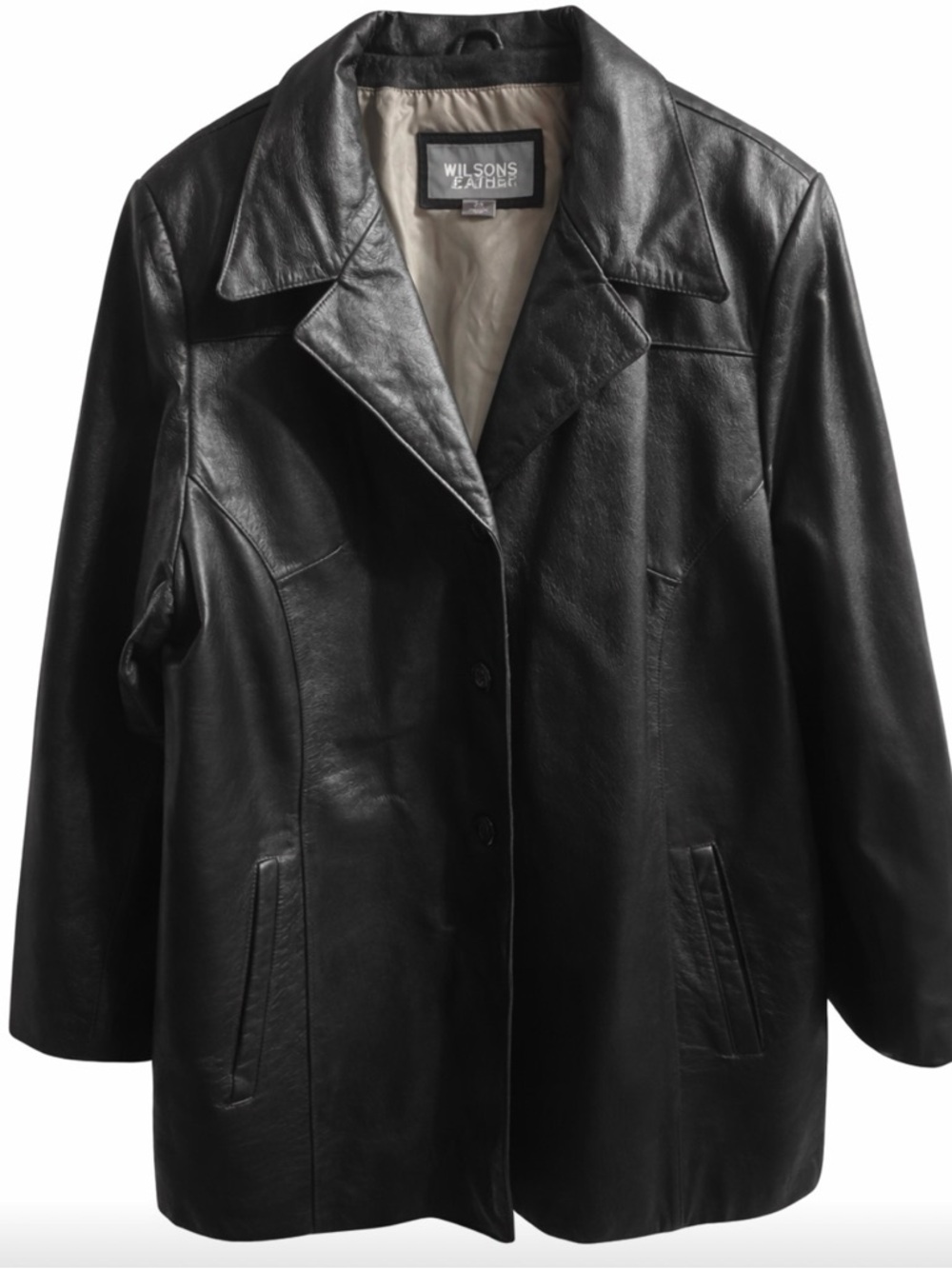 Wilsons Leather Women's Black Leather Button-Front Jacket